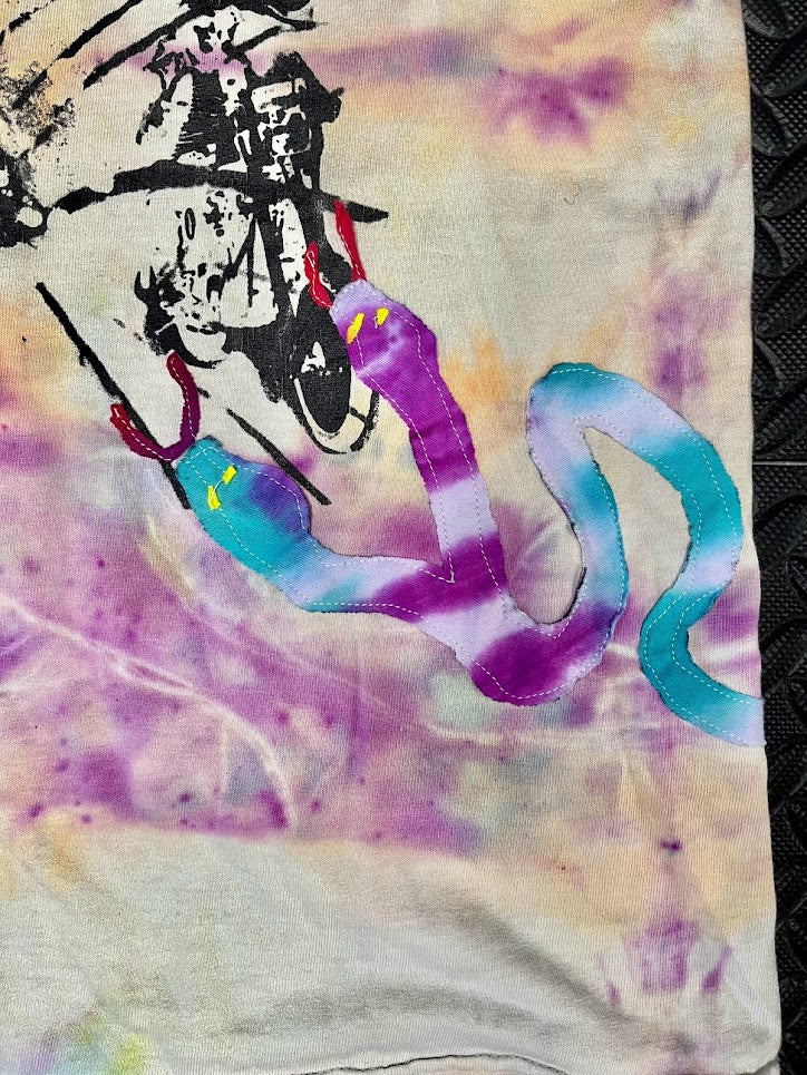 1/1 DOUBLE HEADED SNAKE tie-dye split shirt (medium)